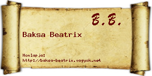 Baksa Beatrix névjegykártya